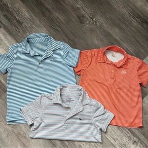 Vineyard Vines Kids 2 blue polo and 1 Prodoh  - Orange, size 4